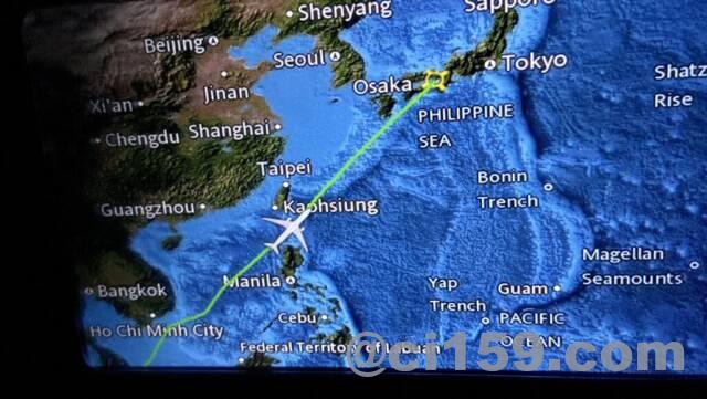 マレーシア航空MH52のフライトマップ