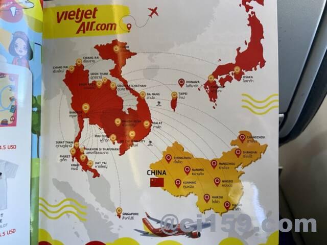 タイ・ベトジェットエアの就航マップ