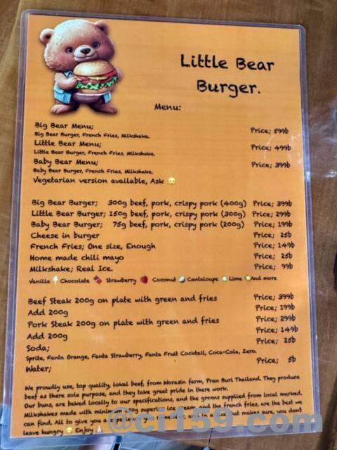 Little Bear Burgerのメニュー