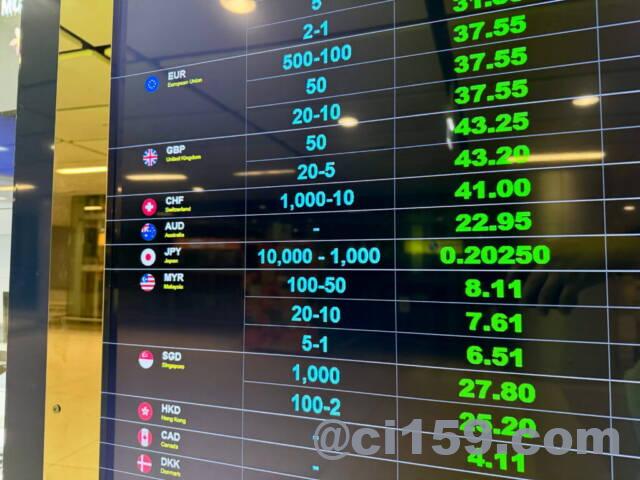 スワンナプーム空港の為替レート